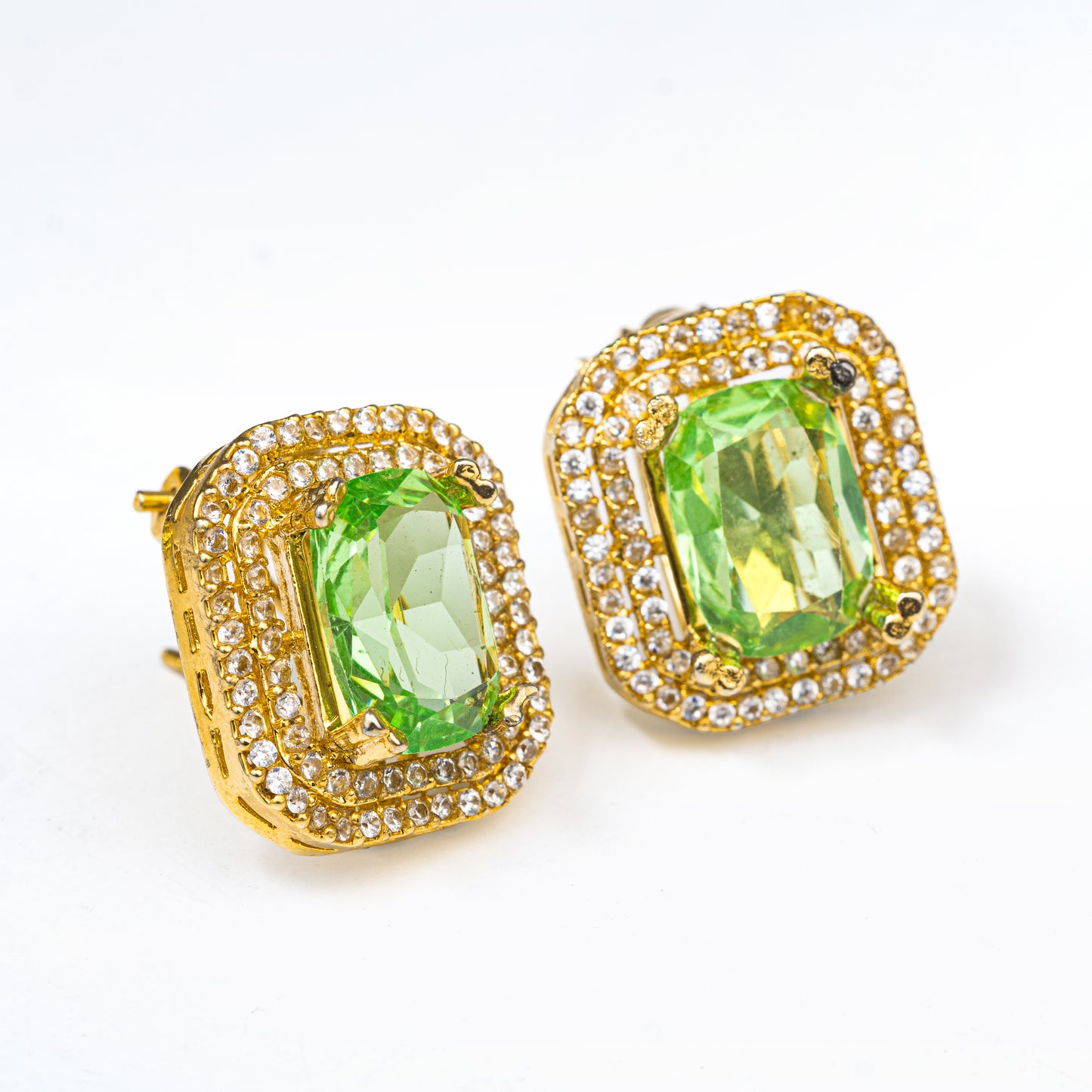 Light Emerald Stone Tops Earrings | Khalis Jewellery