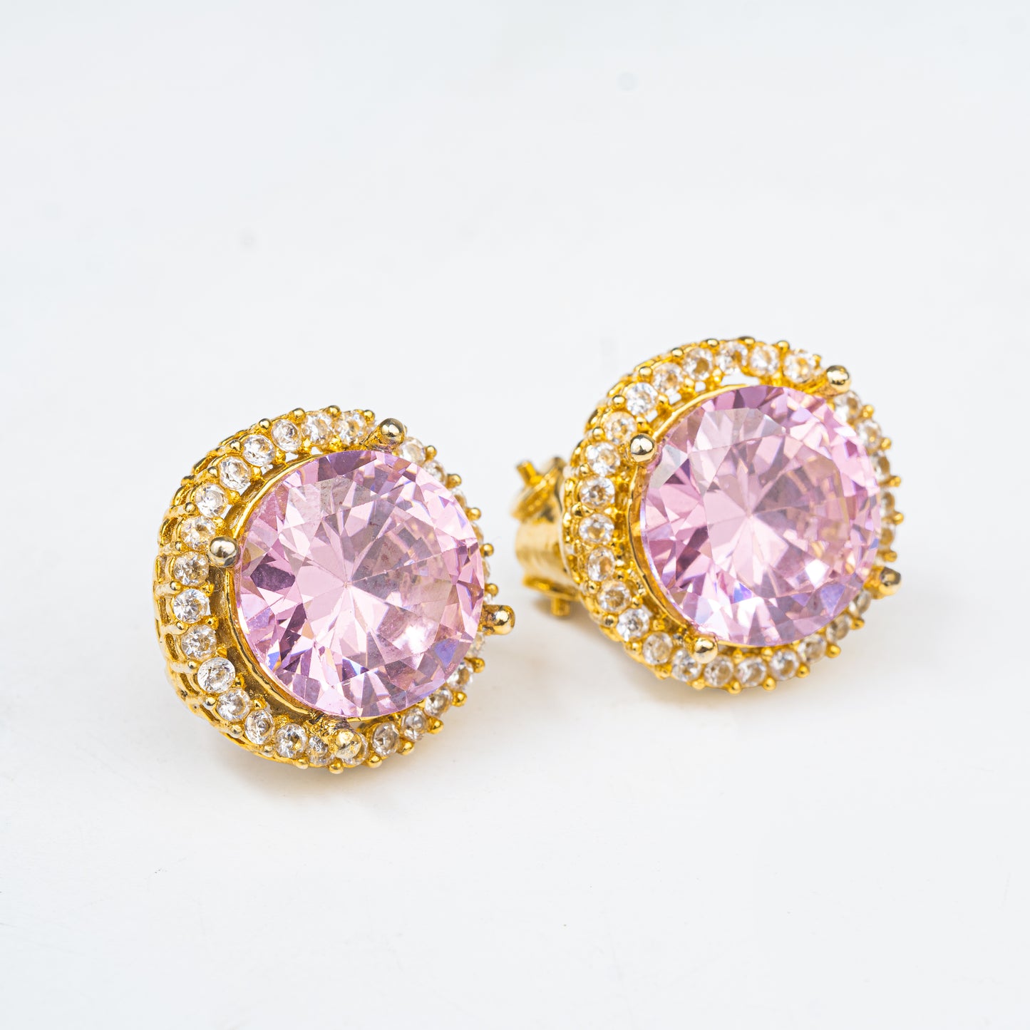 Amethyst Light Round Studs | Khalis Jewellery