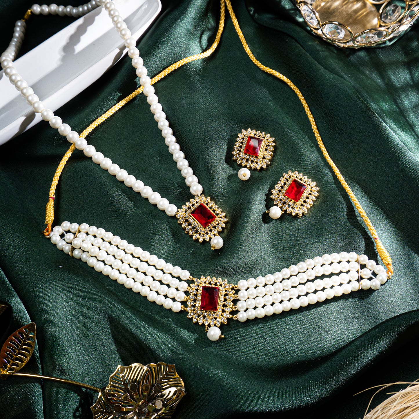 MALA NECKLACE Choker Set Pakistani Jewellery with Earrings | Khalis Jewellery
