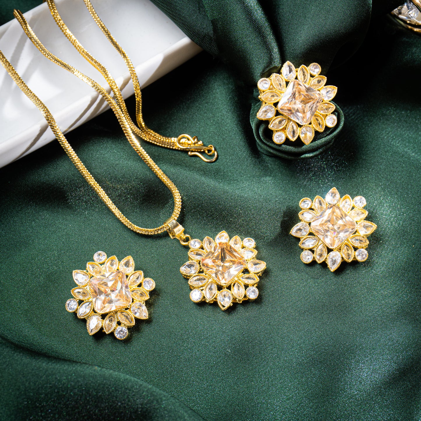 Champagne Pendant Set | Khalis Jewellery