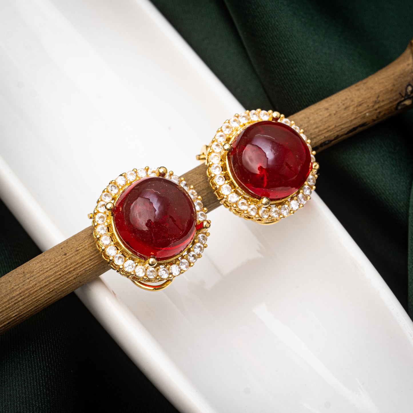 Ruby Floral Studs | Khalis Jewellery