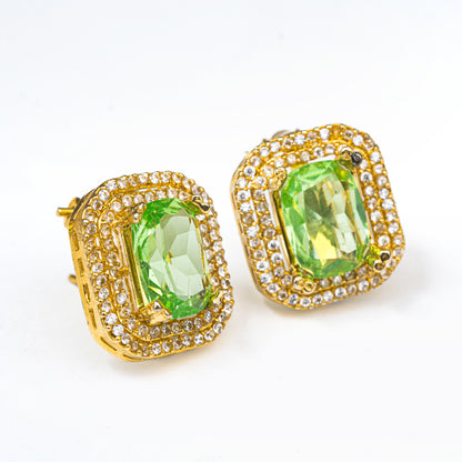 Light Emerald Stone Tops Earrings | Khalis Jewellery