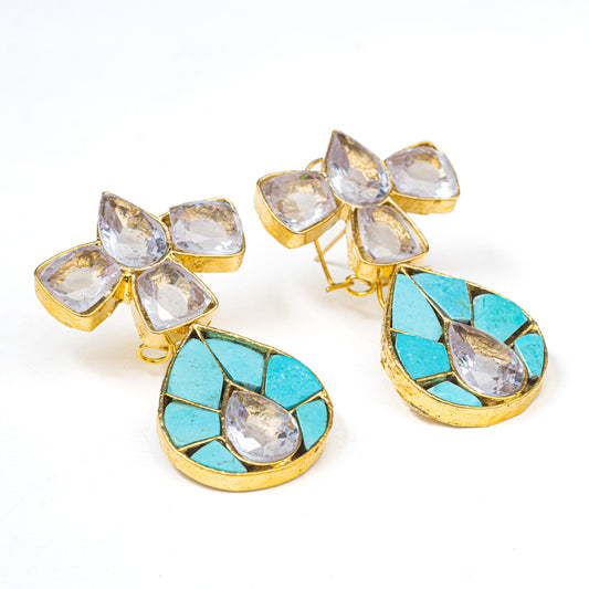 Gold plated Kundun Studs | Khalis Jewellery