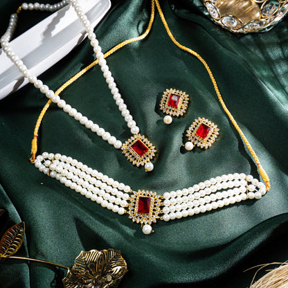 MALA NECKLACE Choker Set Pakistani Jewellery with Earrings | Khalis Jewellery
